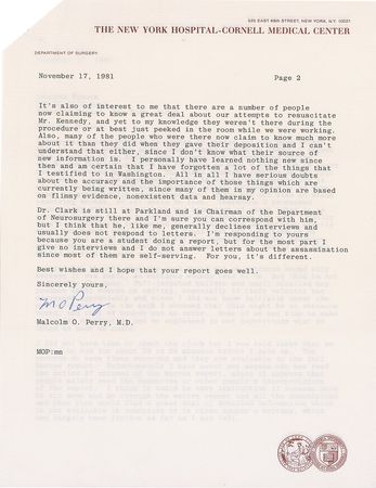 Lot #291 Kennedy Assassination: Intriguing Kennedy assassination archive, including a fascinating first-hand account by the surgeon who fought to save Kennedy's life, and unknowingly contributed to conspiracy theories - Image 2