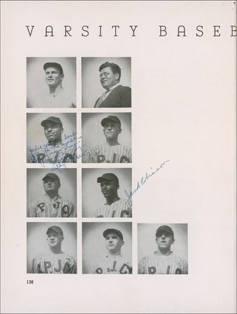 Lot #1263 Jackie Robinson: Robinson thrice signs his junior college yearbook on each of the sports at which he excelled—football, basketball and baseball - Image 3