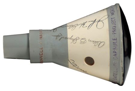 Lot #509 Mercury 7: Fully-signed model of the Mercury Seven's manned satellite capsule, perhaps the only one in existence! - Image 1
