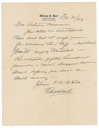 Lot #988 William S. Hart Letters - Image 2