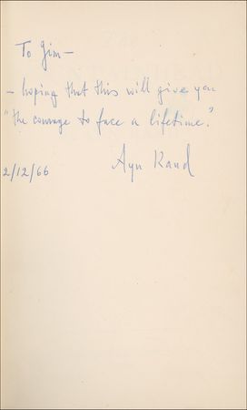 Lot #628 Ayn Rand: Rand channels Howard Roark, wishing an admirer 