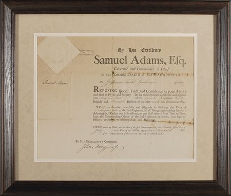 Lot #208 Samuel Adams: Desirable surgical appointment from the days leading up to the Whiskey Rebellion's 1794 climax - Image 1