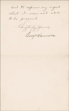 Lot #92 Benjamin Harrison Signed Letter - Image 2