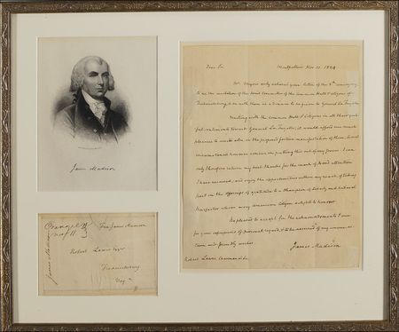 Lot #131 James Madison: Madison praises Lafayette: 