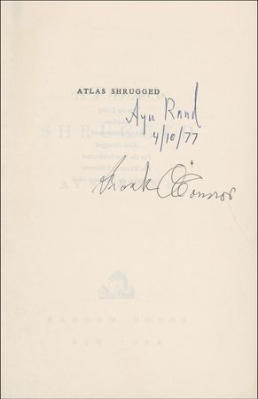 Lot #629 Ayn Rand: The controversial yet philosophical Ayn Rand signs Atlas Shrugged - Image 1