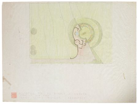 Lot #671 Frank Lloyd Wright: Frank Lloyd Wright designs a revised version of a never-to-be-built 'solar hemicycle' residence - Image 1