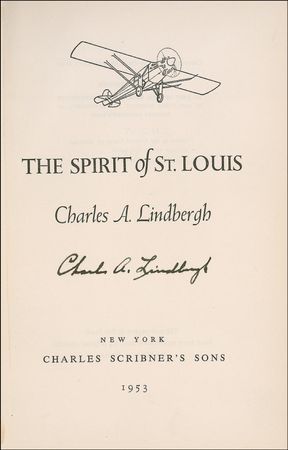 Lot #499 Charles Lindbergh: Lindbergh signs his firsthand account of his historic trip - Image 1