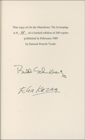 Lot #1063 On the Waterfront: Kazan and Schulberg Book - Image 1