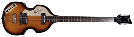 Lot #767 Beatles: Paul McCartney: McCartney signs his trademark HÃ¶fner â€˜violinâ€™ bass, with a glowing Caiazzo review - Image 1