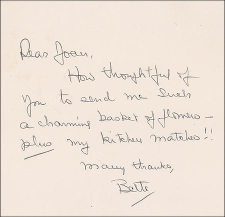 Lot #964 Bette Davis Handwritten Letter Signed - Image 1