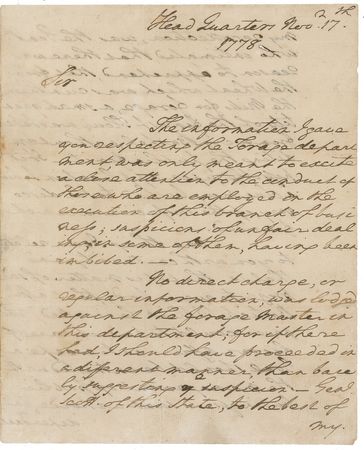 Lot #173 George Washington: Taking a defensive position against the British in New York City, Washington questions the conduct of those who supply his troops - Image 1