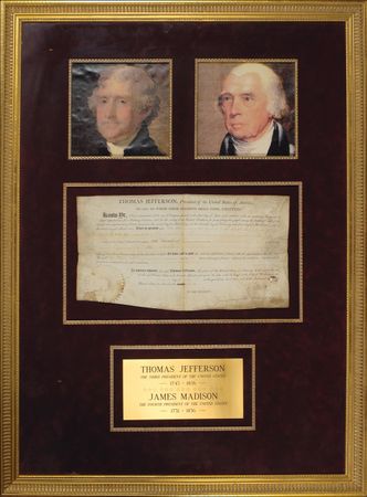 Lot #82 Thomas Jefferson and James Madison: Jefferson and Madison grant 100 acres of Ohio land to two brothers - Image 1