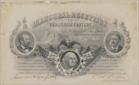 Lot #58 James A. Garfield and Chester Arthur: A true rarity-1881 Inaugural Reception card signed by President Garfield and Vice President Arthur-the only known signed image of both men! - Image 2