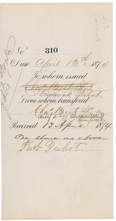 Lot #302 Frederick Pabst Documents - Image 1