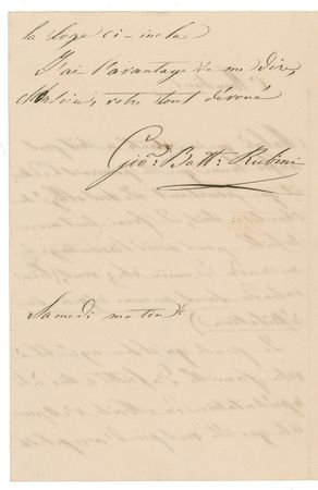 Lot #713 Giovanni Battista Rubini Handwritten Letter Signed - Image 2