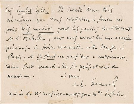 Lot #703 Charles Gounod Handwritten Letter Signed - Image 2