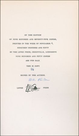 Lot #550 William Faulkner: Difficult to find signed limited edition Notes on a Horse Thief - Image 1