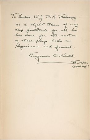 Lot #607 Eugene O'Neill: On St. Patrick's Day 1925, 