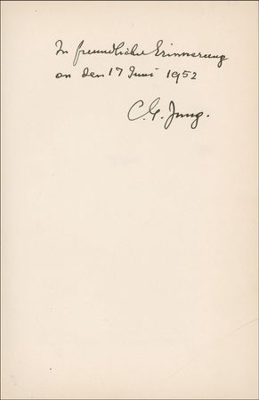 Lot #267 Carl Jung: Jung inscribes his views on the rise and fall of Germany in World War II - Image 1