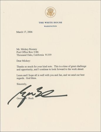 Lot #23 George W. Bush: George W. sends thanks to