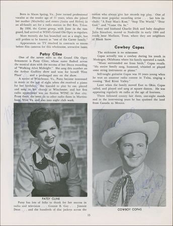 Lot #775 Patsy Cline: Patsy Cline and her Grand Ole Opry co-stars - Image 1
