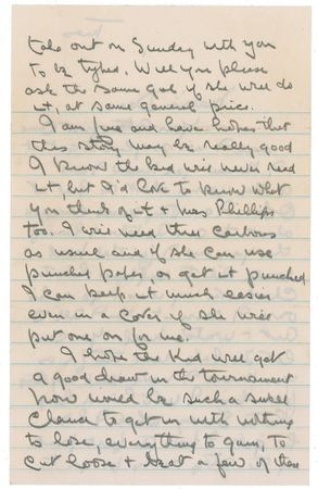 Lot #1398 Bill Tilden: Tilden writes from prison: 