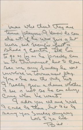 Lot #1398 Bill Tilden: Tilden writes from prison: 