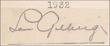 Lot #1268 Lou Gehrig: Signature of the 'Iron Horse' from his Yankees heyday - Image 2
