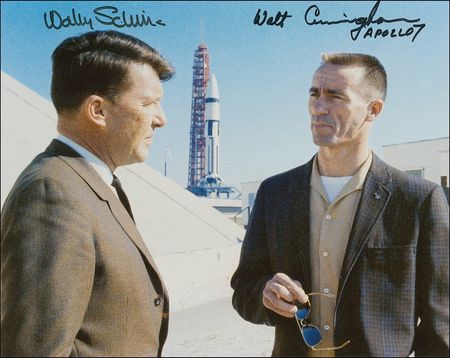 Lot #488 Wally Schirra and Walt Cunningham Signed Photographs - Image 1
