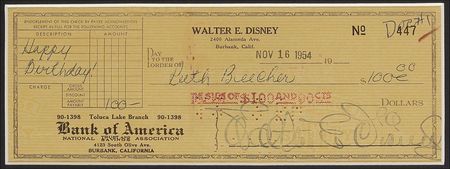 Lot #664 Walt Disney: The great animator sends a $100 birthday gift to his sister - Image 2
