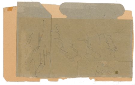 Lot #817 Buddy Holly: Holly signs a popcorn box on a cold Minnesota night during the ill-fated 1959 Winter Dance Party Tour - Image 1