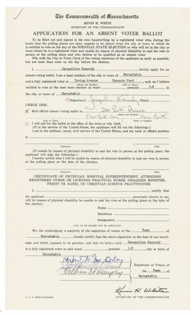 Lot #90 Jacqueline Kennedy: Jackie Kennedy ensures her eligibility to vote in the 1968 presidential election-and for brother-in-law Bobby - Image 3