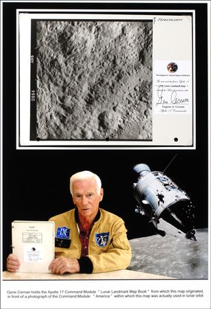 Lot #439 Apollo 17: Gene Cernan: Apollo 17 flown lunar landmark map - Image 1