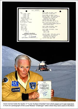 Lot #440 Apollo 17: Gene Cernan: Direct from the moon an Apollo 17 flown checklist including “Final Systems Prep” - Image 1