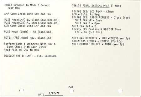 Lot #440 Apollo 17: Gene Cernan: Direct from the moon an Apollo 17 flown checklist including “Final Systems Prep” - Image 3
