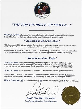 Lot #435 Apollo 11: Aldrin and Duke: 