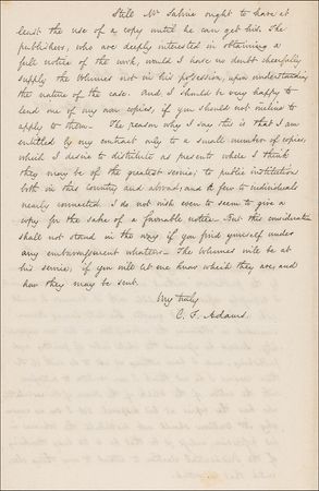 Lot #177 Charles Francis Adams Handwritten Letter Signed - Image 2