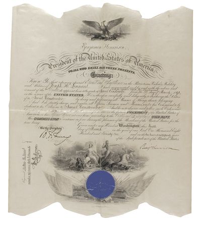 Lot #71 Benjamin Harrison Signed Document - Image 1
