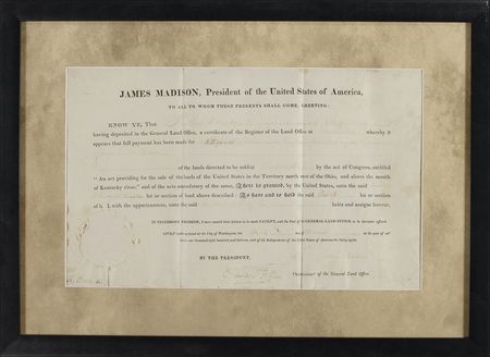 Lot #103 James Madison Signed Document - Image 1
