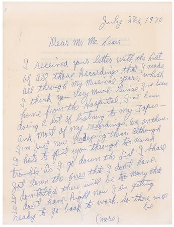 Lot #731 Louis Armstrong: Satchmo tends to his vast musical catalog - Image 1