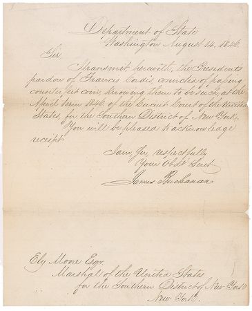 Lot #6 James Buchanan: Buchanan transmits Polk's