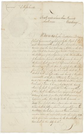 Lot #254 John Hancock: Magnificent 1783 Hancock judicial appointment - Image 1