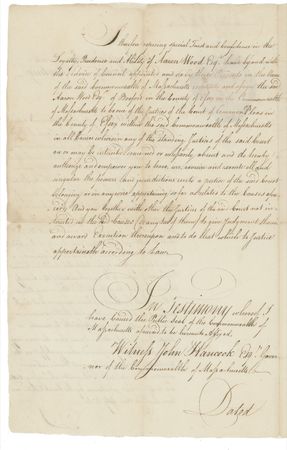 Lot #254 John Hancock: Magnificent 1783 Hancock judicial appointment - Image 2