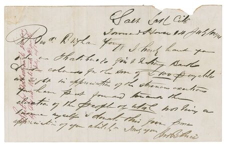 Lot #349 Brigham Young: The Mormon leader falls victim to a scoundrel's rubber check - Image 2