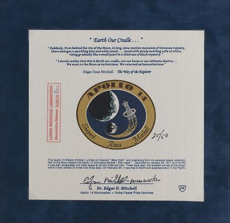 Lot #505 Apollo 14: Ed Mitchell: Unique very limited edition flight-flown 