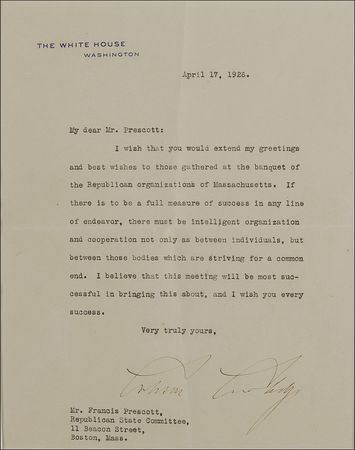 Lot #52 Calvin Coolidge: 