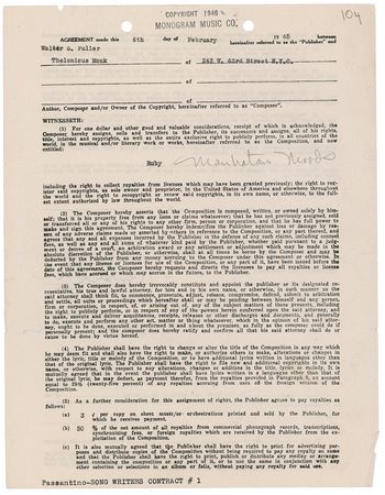 Lot #878 Thelonious Monk: Monk comes to terms with the haunting melody of 'Ruby, My Dear' - Image 1