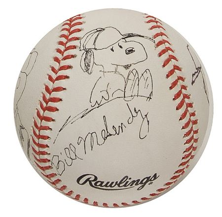 Lot #762 Charles Schulz and Bill Melendez: Fabulous Schulz Charlie Brown sketch on a baseball - Image 2
