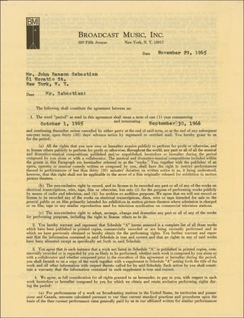 Lot #905 John Sebastian Signed Document - Image 1