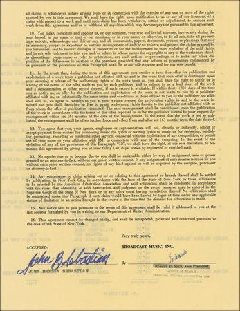 Lot #905 John Sebastian Signed Document - Image 2